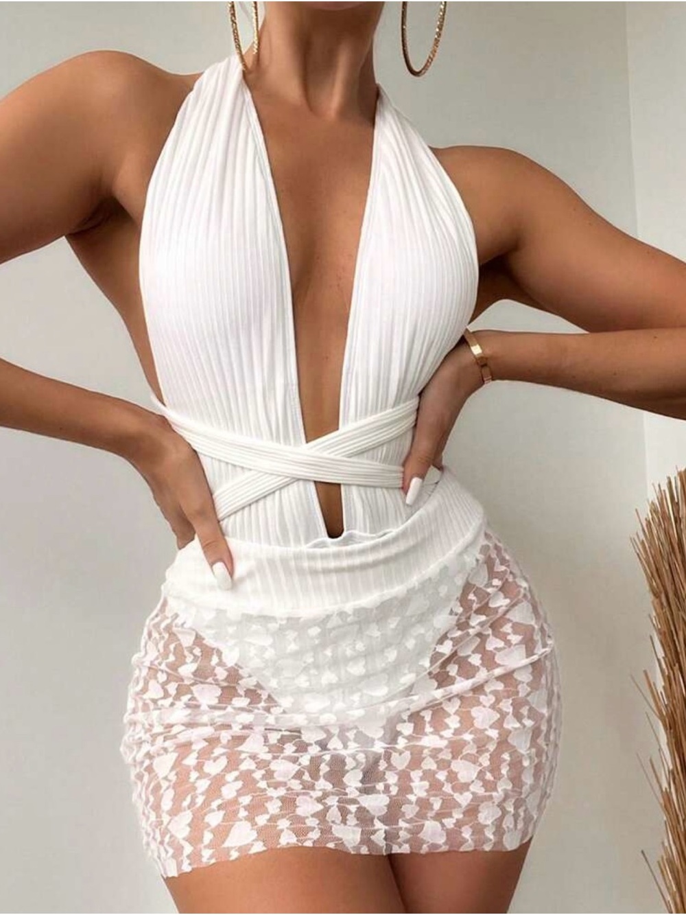 NWOT White one piece swimsuit with cover-up Size XL